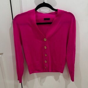J. Crew Fuchsia Button-Up Cashmere Cardigan